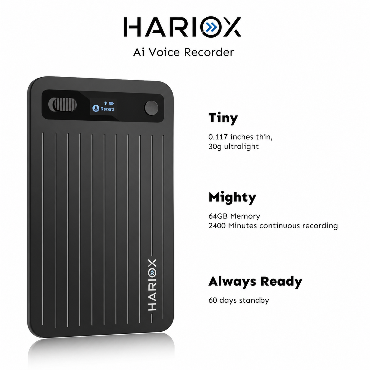HARIOX AI Voice Recorder magnetically attached to the back of a phone